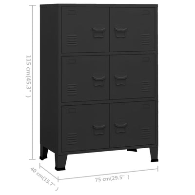 Industrial Filing Cabinet Black 75x40x115 cm Metal Payday Deals