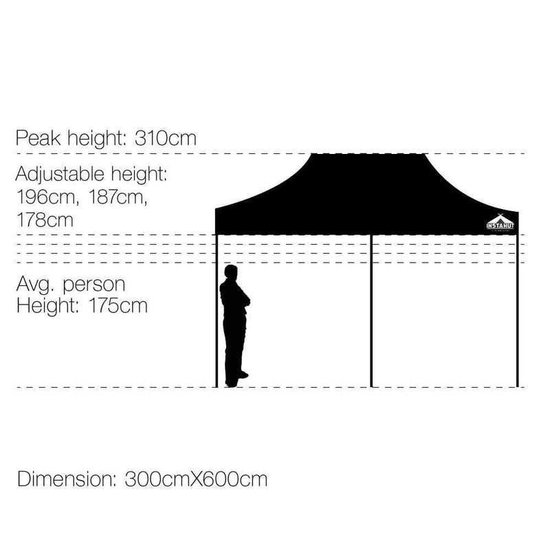 Instahut Gazebo Pop Up Marquee 3x6m Outdoor Tent Folding Wedding Gazebos Black Payday Deals