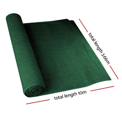 Instahut 90% Sun Shade Cloth Shadecloth Sail Roll Mesh 3.66x10m 195gsm Green Payday Deals