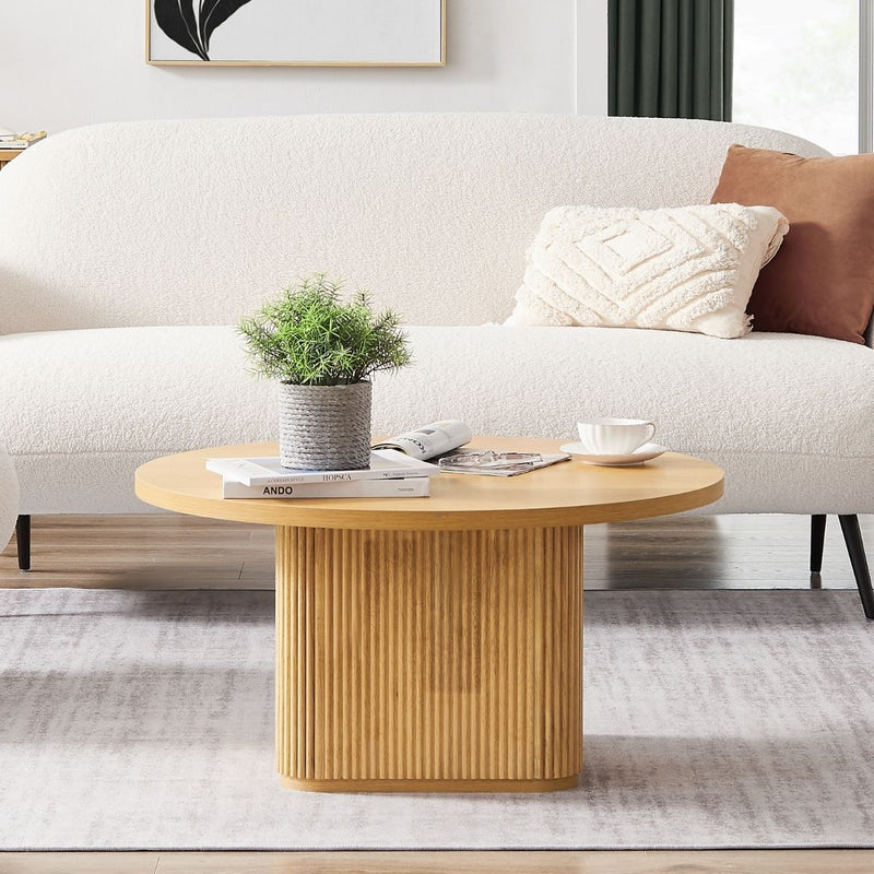 Kate Round Column Coffee Table in Natural Payday Deals