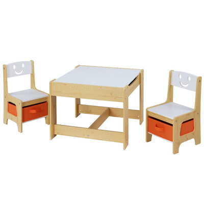 Keezi 3PCS Kids Table and Chairs Set Activity Chalkboard Toys Storage Box Desk Payday Deals
