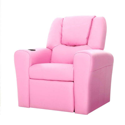 Keezi Kids Recliner Chair Pink PU Leather Sofa Lounge Couch Children Armchair Payday Deals