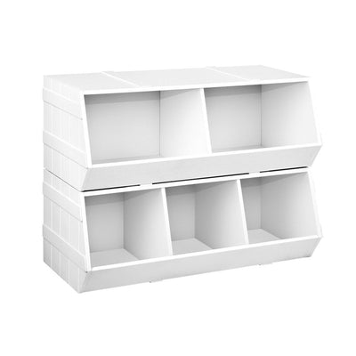 Keezi Kids Toy Box Stackable Bookshelf Storage Organiser Bookcase Shelf Payday Deals