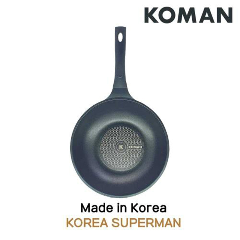 KOMAN 26cm Titanium Coating Wok Pan Non-Stick + Glass Lid Payday Deals