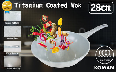 KOMAN 28cm Grey Shinewon Vinch IH Wok Wokpan Non-stick Induction Ceramic Payday Deals