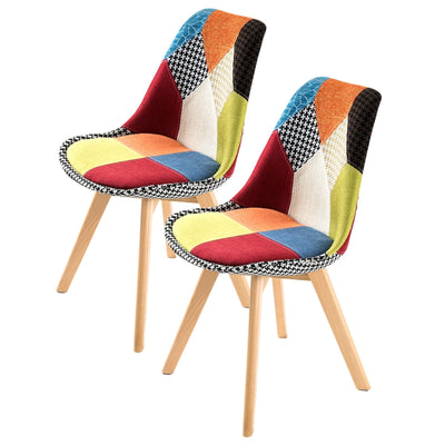 La Bella 2 Set Multi Colour Retro Dining Cafe Chair Padded Seat Payday Deals