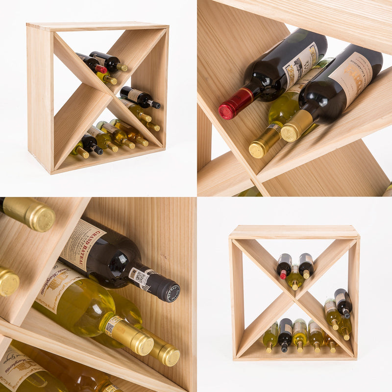 La Bella 24 Bottle Timber Criss Cross Wine Rack Storage Cellar Organiser Payday Deals