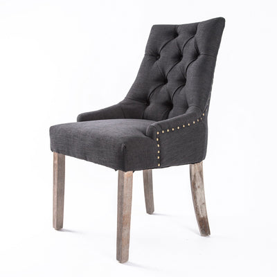La Bella Black (Charcoal) French Provincial Dining Chair Amour Oak Leg