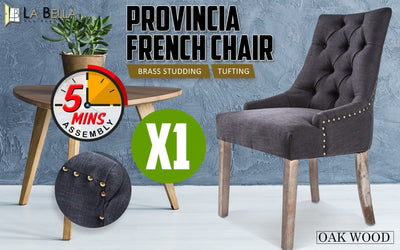 La Bella Black (Charcoal) French Provincial Dining Chair Amour Oak Leg Payday Deals