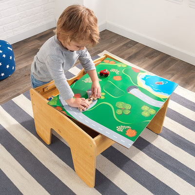 Lego Compatible 2 in 1 Activity Table for kids (Natural) Payday Deals