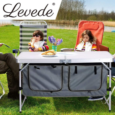 Levede Folding Camping Table Aluminium Portable Picnic Outdoor Storage Organizer Payday Deals