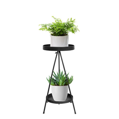 Levede Plant Stand 2 Tiers Outdoor Indoor Metal Flower Pots Rack Garden Grey Payday Deals