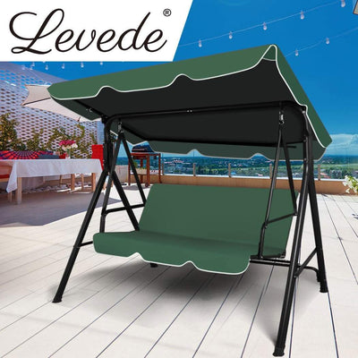 Levede Swing Chair Hammock Outdoor Furniture Garden Canopy Cushion Bench Green Payday Deals