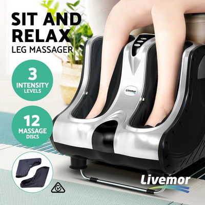Livemor Foot Massager Ankle Calf Leg Massagers Shiatsu Kneading Rolling Silver Payday Deals