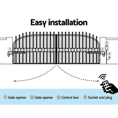 LockMaster Swing Gate Opener Double Automatic Electric Kit Remote Control 1000KG Payday Deals