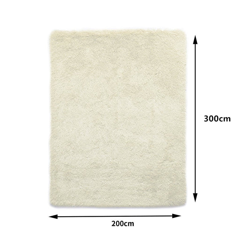 Marlow Floor Mat Rugs Shaggy Rug Area Carpet Large Soft Mats 300x200cm Cream Payday Deals
