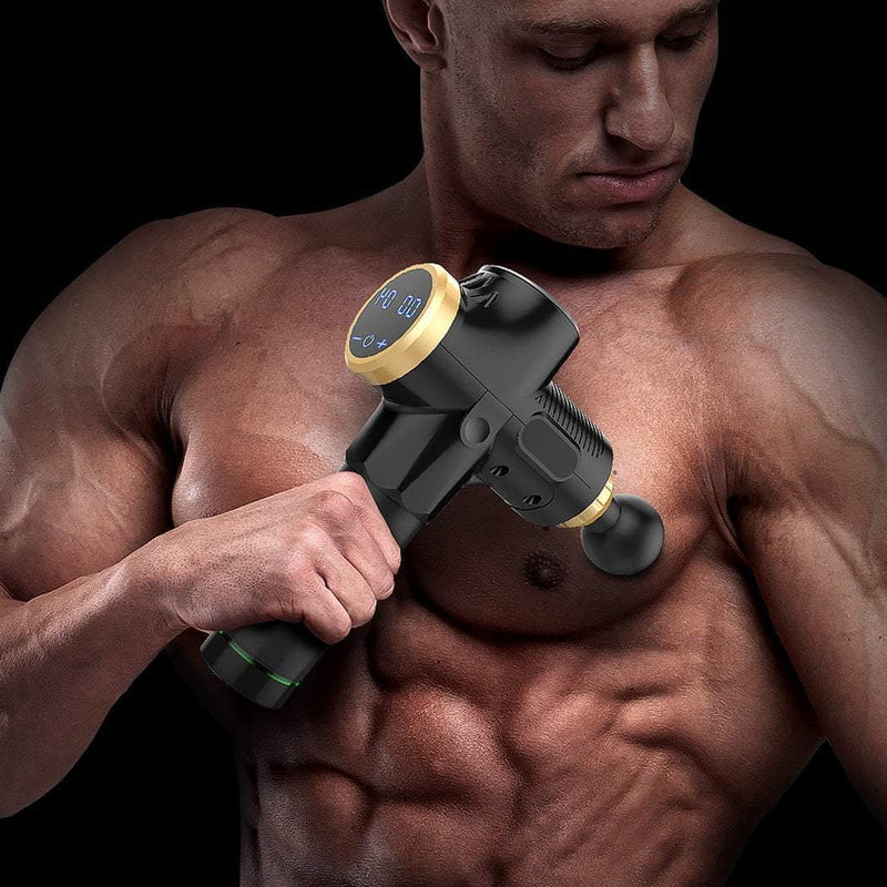 Massage Gun Electric Massager Vibration Muscle Therapy 4 Heads Percussion Black Payday Deals