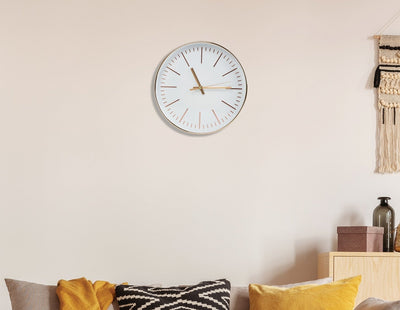 Modern Wall Clock Silent Non-Ticking Quartz Battery Operated Round Gold Payday Deals