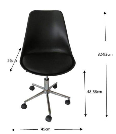Mora black padded seat gas lift office chair