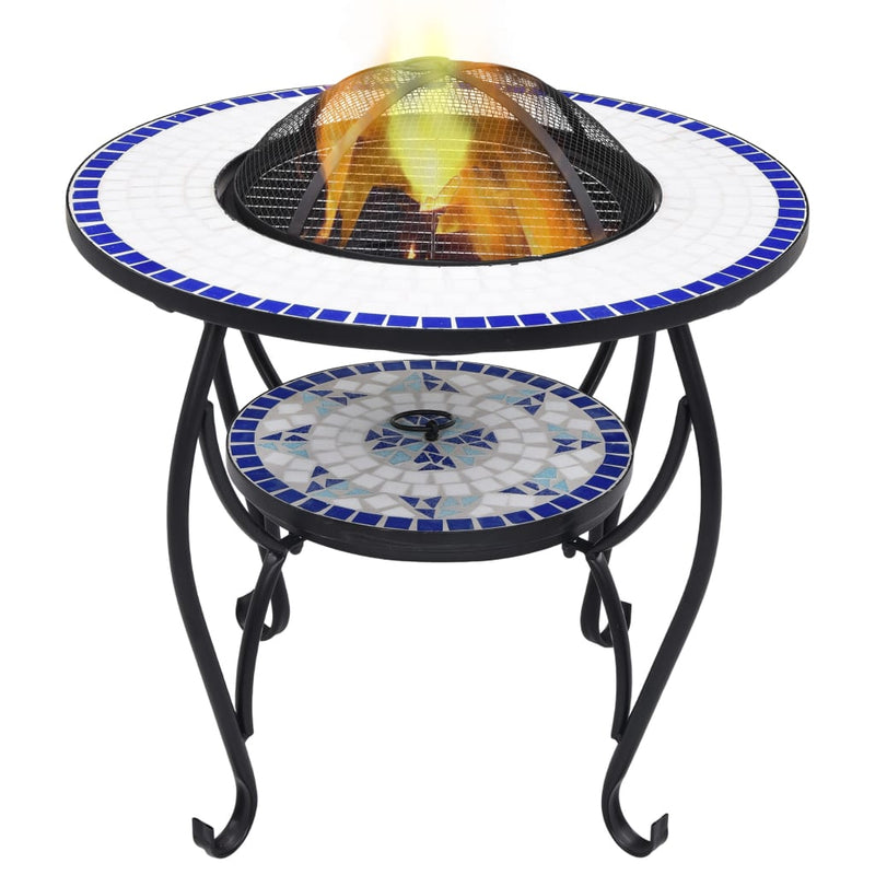 Mosaic Fire Pit Table Blue and White 68 cm Ceramic Payday Deals