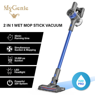 MyGenie H20 PRO Wet Mop 2-IN-1 Cordless Stick Vacuum Cleaner Handheld Recharge Blue Payday Deals