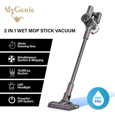 MyGenie H20 PRO Wet Mop 2-IN-1 Cordless Stick Vacuum Cleaner Handheld Recharge Grey Payday Deals