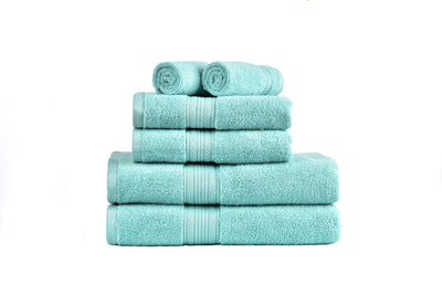 Amelia 500GSM 100% Cotton Towel Set -Zero Twist 6 Pieces -Blue Light