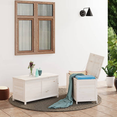 Outdoor Cushion Box White 100x50x56 cm Solid Wood Fir Payday Deals
