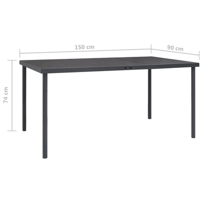 Outdoor Dining Table Anthracite 150x90x74 cm Steel Payday Deals