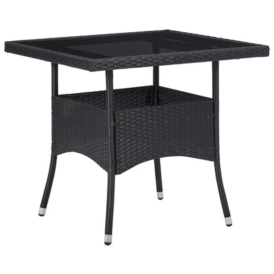 Outdoor Dining Table Black Poly Rattan and Glass Payday Deals