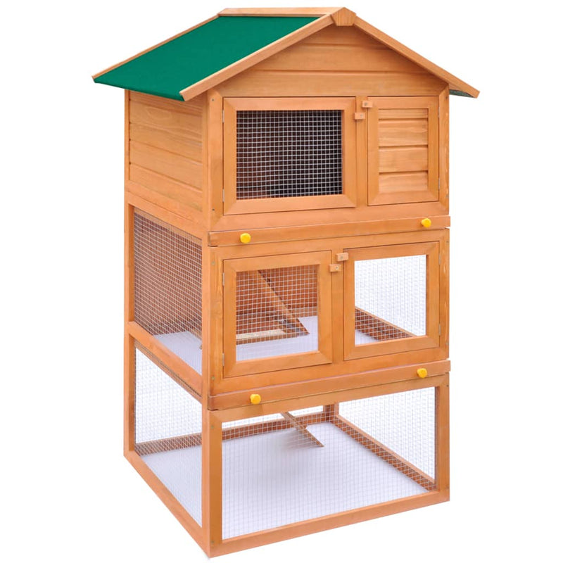 Outdoor Rabbit Hutch Small Animal House Pet Cage 3 Layers Wood Payday Deals