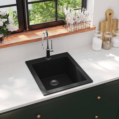 Overmount Kitchen Sink Single Basin Granite Black Payday Deals