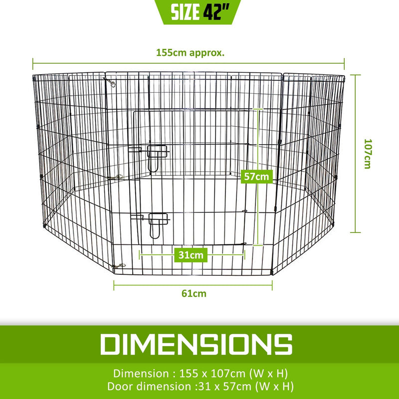 Paw Mate Pet Playpen 8 Panel 42in Foldable Dog Exercise Enclosure Fence Cage Payday Deals
