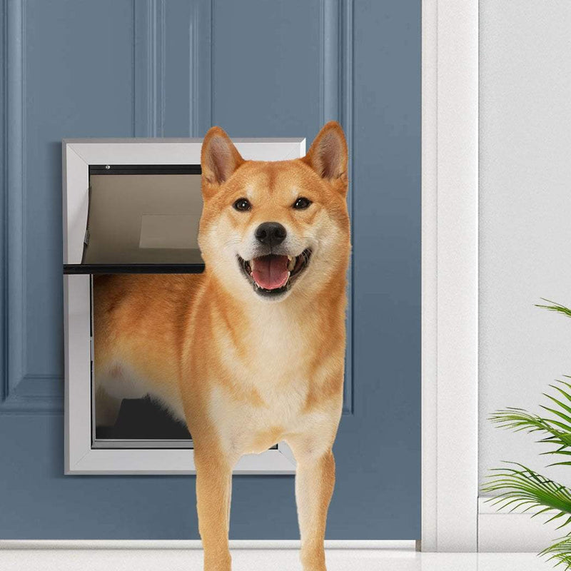 PaWz Aluminium Pet Access Door Dog Cat Dual Flexi Flap Wooden Wall Extra Large Payday Deals