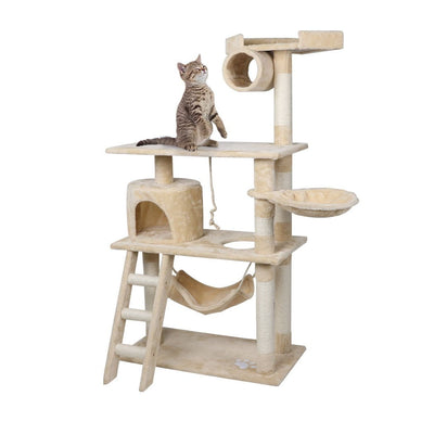 Pawz Cat Tree Scratching Post Scratcher Furniture Condo Tower House Cream 160 CM Payday Deals