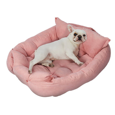 PaWz Pet Bed 2 Way Use Dog Cat Soft Warm Calming Mat Sleeping Kennel Sofa Pink M Payday Deals