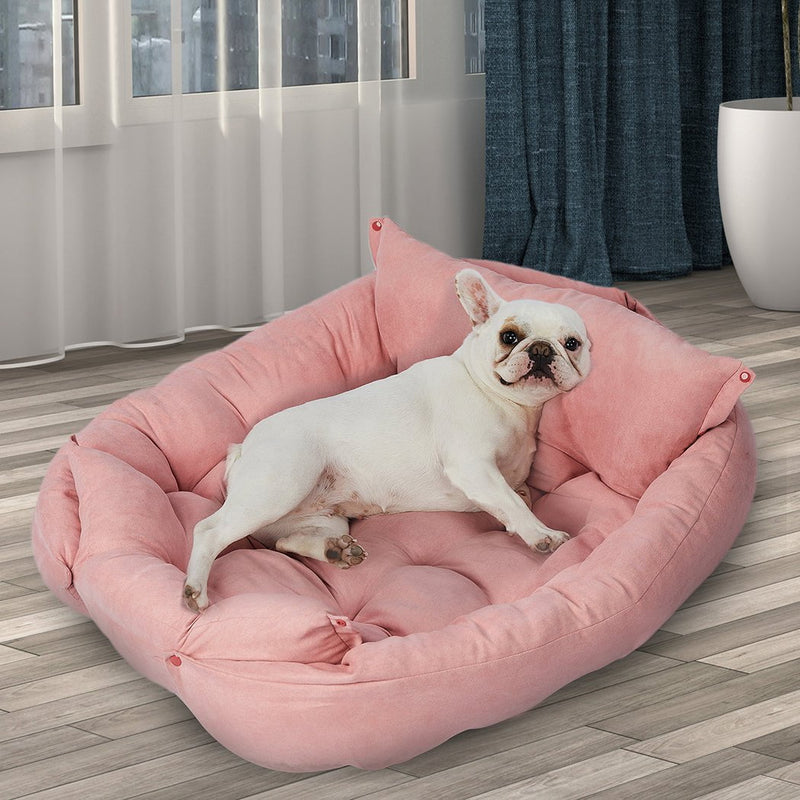 PaWz Pet Bed 2 Way Use Dog Cat Soft Warm Calming Mat Sleeping Kennel Sofa Pink M Payday Deals