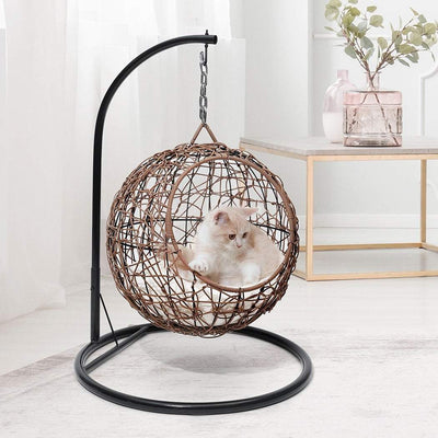 PaWz Rattan Cat Beds Elevated Puppy Wicker Hanging Basket Swinging Egg Chair