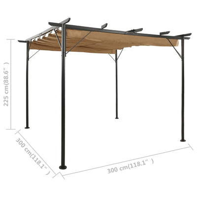 Pergola with Retractable Roof Taupe 3x3 m Steel 180 g/m² Payday Deals
