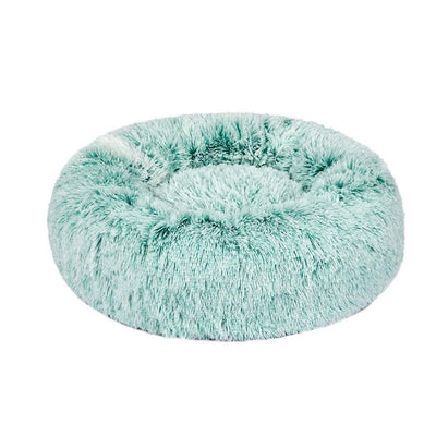 Pet Bed Cat Dog Donut Nest Calming Mat Soft Plush Kennel Teal L Payday Deals