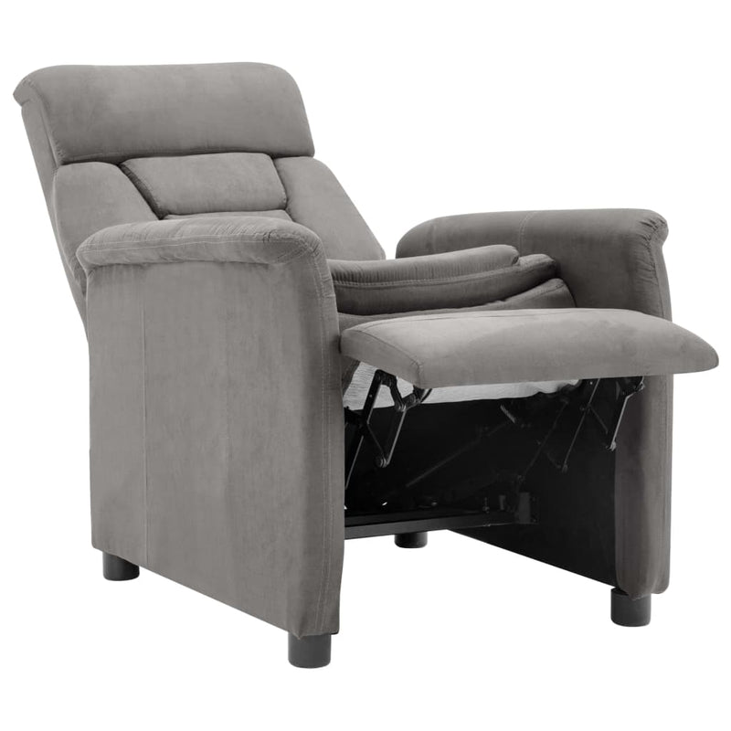 Recliner Light Grey Faux Suede Leather Payday Deals
