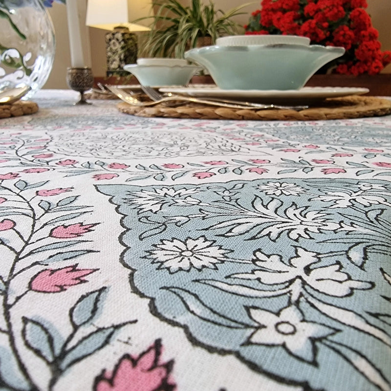 Rectangle Square Tablecloth Table Cover Flower Pattern Dining Table Cloth - Blue Payday Deals