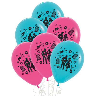 Rock And Roll Latex Balloons 6 Pack