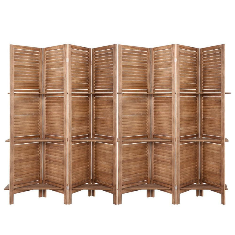 Artiss Room Divider Screen 8 Panel Privacy Dividers Shelf Wooden Timber Stand Payday Deals