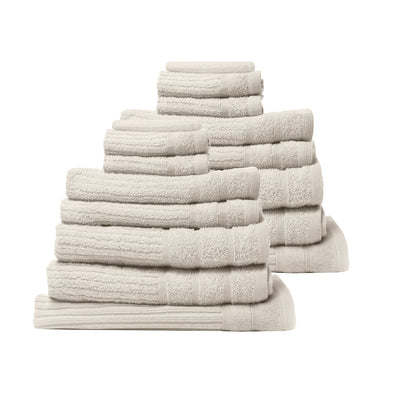 Royal Comfort 16 Piece Egyptian Cotton Eden Towel Set 600GSM Luxurious Absorbent Beige Payday Deals