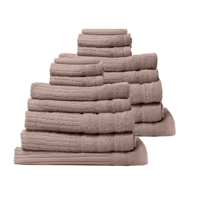 Royal Comfort 16 Piece Egyptian Cotton Eden Towel Set 600GSM Luxurious Absorbent Champagne Payday Deals