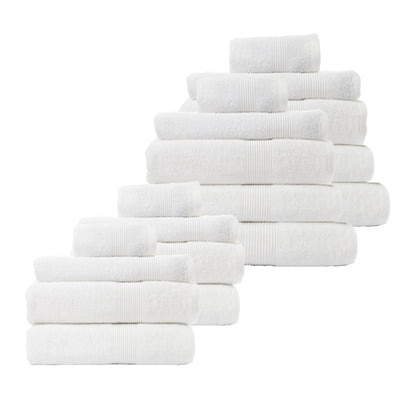 Royal Comfort 18 Piece Cotton Bamboo Towel Bundle Set 450GSM Luxurious Absorbent White Payday Deals