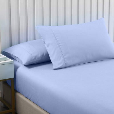 Royal Comfort 2000TC 3 Piece Fitted Sheet and Pillowcase Set Bamboo Cooling King Light Blue Payday Deals
