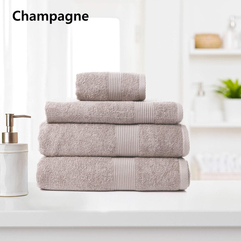 Royal Comfort 4 Piece Cotton Bamboo Towel Set 450GSM Luxurious Absorbent Plush  Champagne Payday Deals