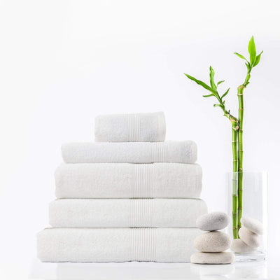 Royal Comfort 5 Piece Cotton Bamboo Towel Set 450GSM Luxurious Absorbent Plush  White Payday Deals